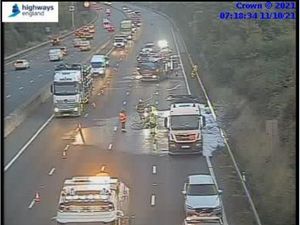 Supporting image for story: M5 lorry fire causes huge queues for motorists