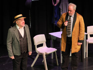 Nicholas Collett and Gavin Robertson performing in Done To Death, By Jove! at The Edge Arts Centre, Much Wenlock. Photo: Bob May