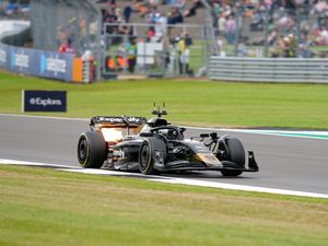 One of the cars used in the filming for F1 on the track at Silverstone (David Davies/PA)