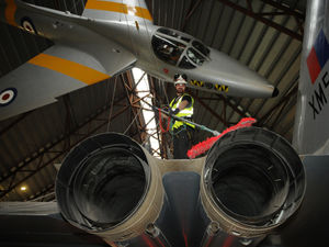 Supporting image for story: Specialists begin high-level cleaning of RAF Cosford Museum aircraft - in pictures