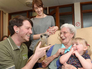 Supporting image for story: It's all smiles for exotic visitors at Shropshire care home