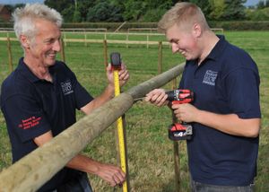 Getting the field ready for Beckbury Show which takes place on next weekend are Pete Glaze and Reid Glaze