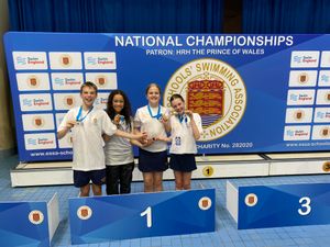 Delighted with their success, 12-year old Holy Trinity students Sam Persich, Jorja Wright, Charlotte Rayner-Hall and Lottie Bates.