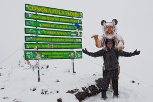 Paul Goldstein at summit of Kilimanjaro. Photo: Paul Goldstein/SWNS