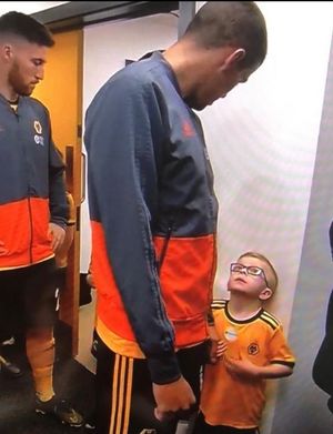 Wolves captain Conor Coady meets Stefan in the tunnel