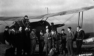 The pilots and film crew who were based in Shropshire when they set about filming ambitious aerial battle scenes. The film they made has been lost to history
