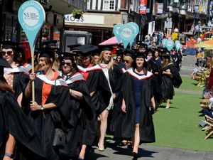 Supporting image for story: Shrewsbury students' parade celebrate higher education success - with pictures