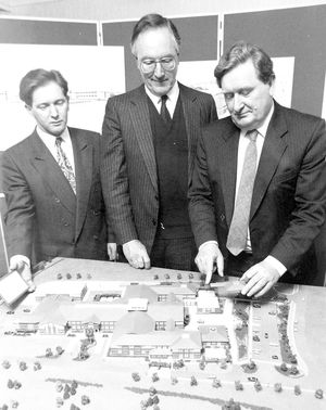 Pariahs of the education system – Kevin Satchwell, left, pictured with chairman of governors Jack Mawdsley and project director Alan Brimer in March 1991