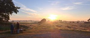 Sunrise seen from the Long Barrow at Soulton Hall on the summer solstice.