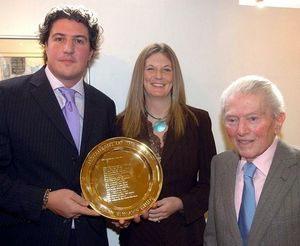 Claude and Claire Bosi receiving their award for Restaurant of the Year 2005 (Michael Stephens/PA)