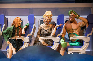 Angela Rayner, RuPaul, and Tyson Fury in Idiots Assemble - Spitting Image Saves The World. Photo: Mark Senior.