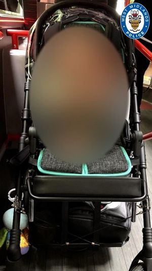 The stolen pushchair and bag