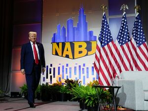 Supporting image for story: Trump falsely questions Harris’s race at gathering of black journalists