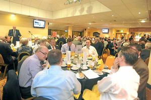 Big pull – guests gather for the sporting dinner at Molineux to hear TV commentary legend John Motson