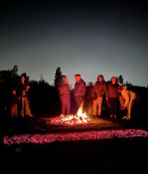 Participants prepare for the firewalk
