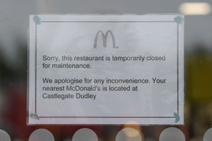 A sign in the McDonald's window. Photo: SnapperSK