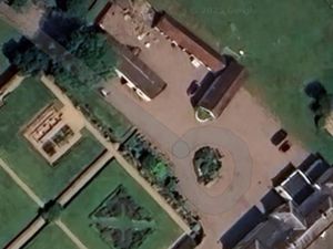 Eyton Hall - with the outbuildings at the top of the image and he hall on the right hand site. Picture Google Maps