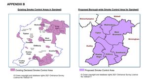 Maps showing existing and proposed smoke control areas in Sandwell