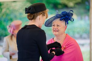 Shropshire Lord-Lieutenant Anna Turner presents Jane Jervis with her medal