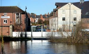 Flood barriers are up in Shrewsbury