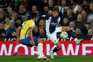 Conor Townsend  of West Bromwich Albion and Maxime Colin of Birmingham City. (Photo by Adam Fradgley/West Bromwich Albion FC via Getty Images).