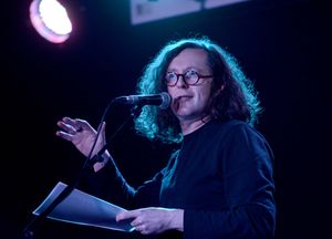Miles Hunt talking at the Slade Rooms as part of the 2018 Wolverhampton Literature Festival