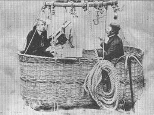Henry Coxwell and James Glaisher during their balloon flight

