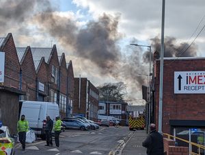 Smoke seen billowing from the factory