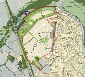 An illustrative masterplan of a proposal to build 450 homes off Ellesmere Road in Shrewsbury. Picture: Pegasus Group