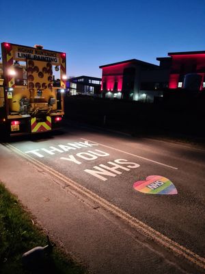 A thank you message painted in Gobowen