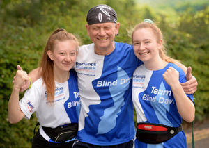 Blind Dave Heeley with his daughters Georgie-Lee and Dannie