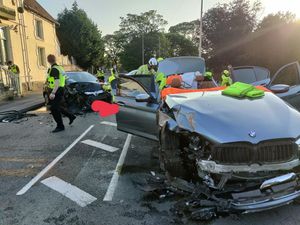 Supporting image for story: Fire crews remove car roof to free man injured in Kingswinford crash
