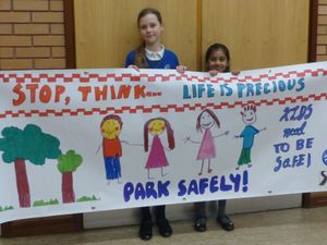 Supporting image for story: Tipton pupils take road safety message to school gates