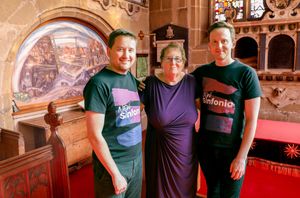 Rob Guy, Gillian Davies and Jon Guy in the chapel at Gresford Church