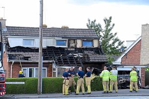 Fire crews at the house in Wilfred Owen Road, Oswestry
