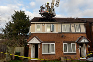 Firefighters at the scene in Pennyroyal Close