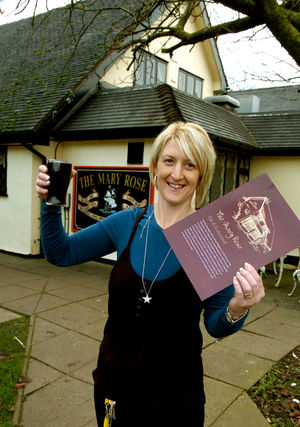In 2008 new licensee Julie Johnson raises a glass to the pub's re-opening
