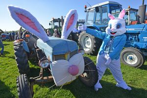 The Easter bunny, aka Sophie Bow-Bryant, with this uniquely decorated tractor