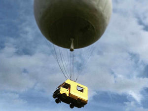 Supporting image for story: Is it a bird? Is it a plane? No it's a... camper van flying through Shropshire skies