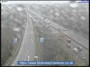Traffic on the M54 at Juction 6 in Telford on Saturday morning