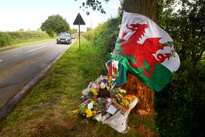 A sea of tributes was left at the foot of a tree in Cannock Road, Penkridge