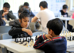 Members of Bloxwich Junior Chess Academy taking part in the UK Chess Challenge, held at Ryecroft Community Hub, Walsall