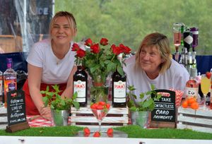 Abbie Williams and Alison Chamberlain welcomed people in for a glass of Pimms