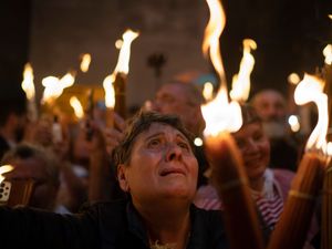 Supporting image for story: Orthodox worshippers greet ancient ceremony of the Holy Fire in Jerusalem
