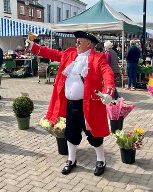 Ludlow town crier, Terrence Mullett appears weekly at Ludlow Market. Picture: Ludlow Town Council
