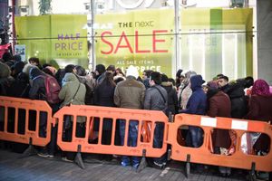 Long queues outside the Next store at the Bullring Shopping Centre in Birmingham