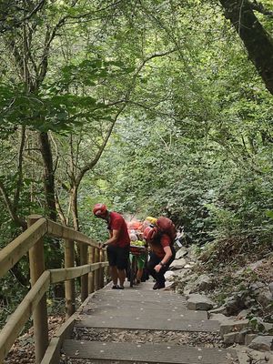 The casualty being stretchered from the scene. Picture: Central Beacons Mountain Rescue Team