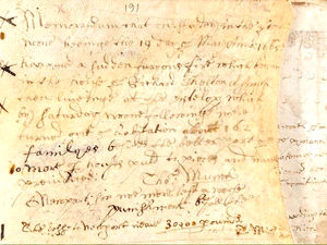 A memo written in the Newport Parish Register by Thomas Munk, with transcript. Shropshire Archives/Newport History Society