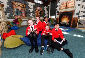 Pupils reading in the school's library