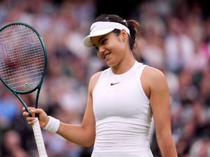 Emma Raducanu in action at Wimbledon